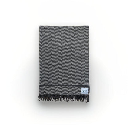 Dark grey single stripe wool blanket