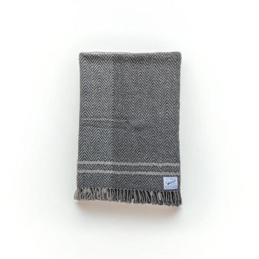 Two-tone gray double stripe wool blanket